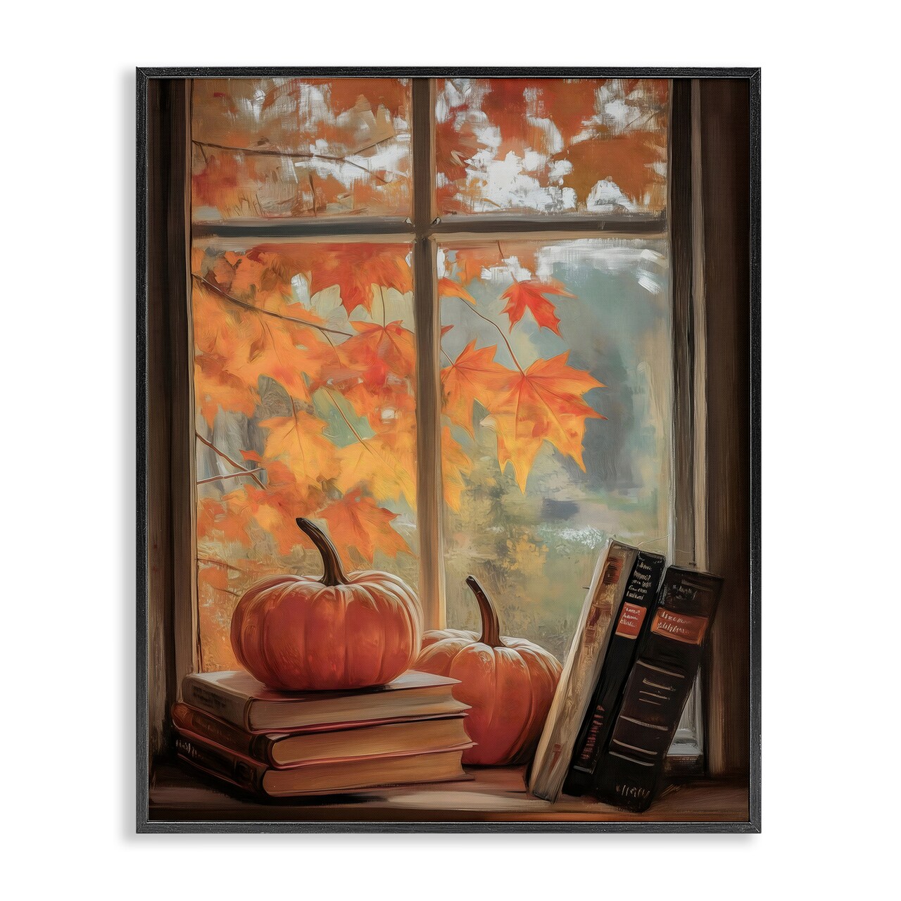 Stupell Industries Cozy Fall Window Books Framed Giclee, design by Arlington Prints